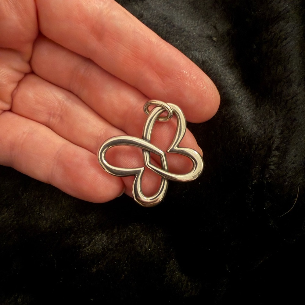 James Avery Linked Hearts Butterfly Pendant, Sterling Silver, RETIRED